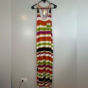 NWT Arden B Colorful Striped Sleeveless Maxi Dress Size Medium